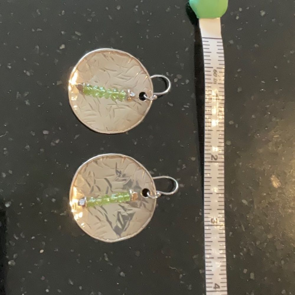 Silpada sterling silver and green glass ear rings